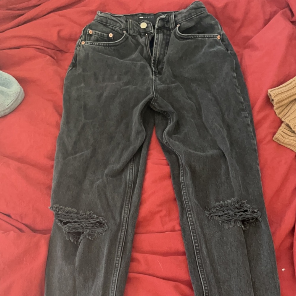 Asos black ripped mom jeans